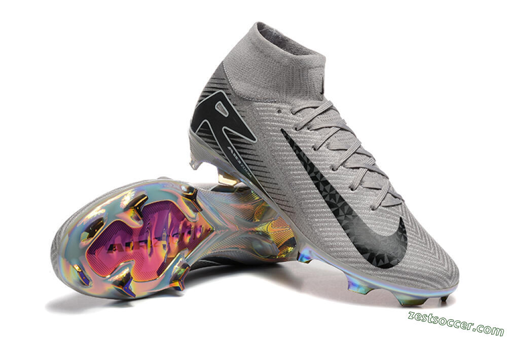Nike Air Zoom Mercurial Superfly 10 Elite FG High-Tops Soccer Cleats - Grey/Black/White/Gold 4