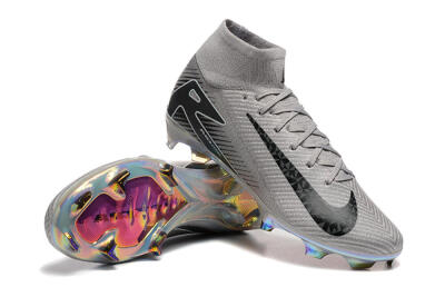 Nike Air Zoom Mercurial Superfly 10 Elite FG High-Tops Soccer Cleats - Grey/Black/White/Gold
