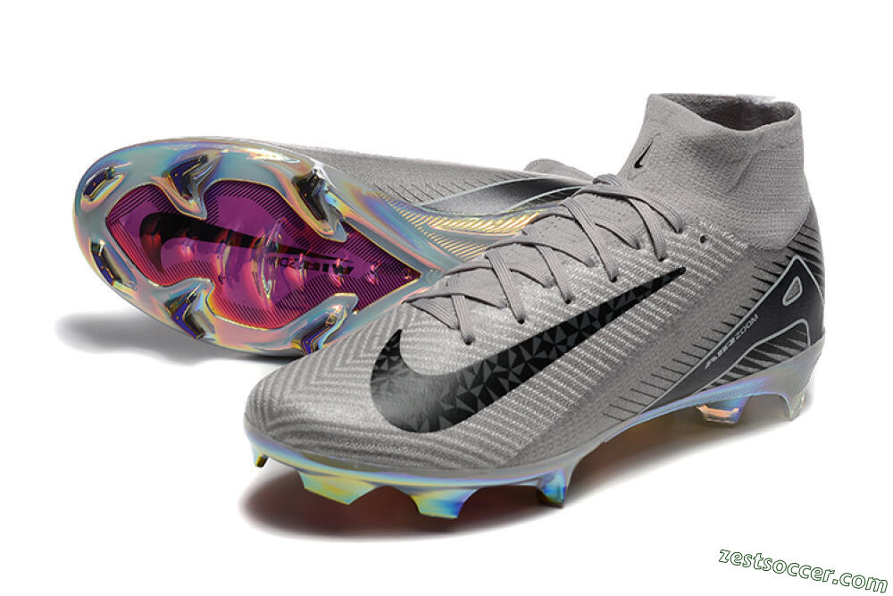 Nike Air Zoom Mercurial Superfly 10 Elite FG High-Tops Soccer Cleats - Grey/Black/White/Gold 3