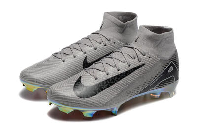 Nike Air Zoom Mercurial Superfly 10 Elite FG High-Tops Soccer Cleats - Grey/Black/White/Gold