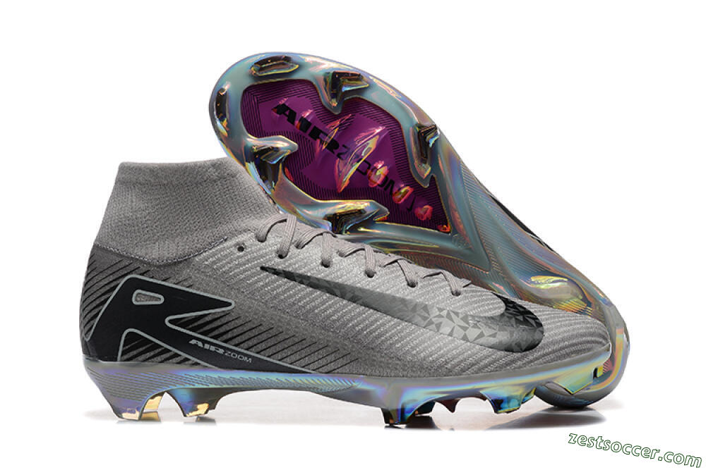 Nike Air Zoom Mercurial Superfly 10 Elite FG High-Tops Soccer Cleats - Grey/Black/White/Gold 0
