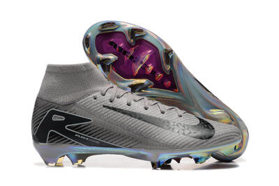 Nike Air Zoom Mercurial Superfly 10 Elite FG High-Tops Soccer Cleats - Grey/Black/White/Gold