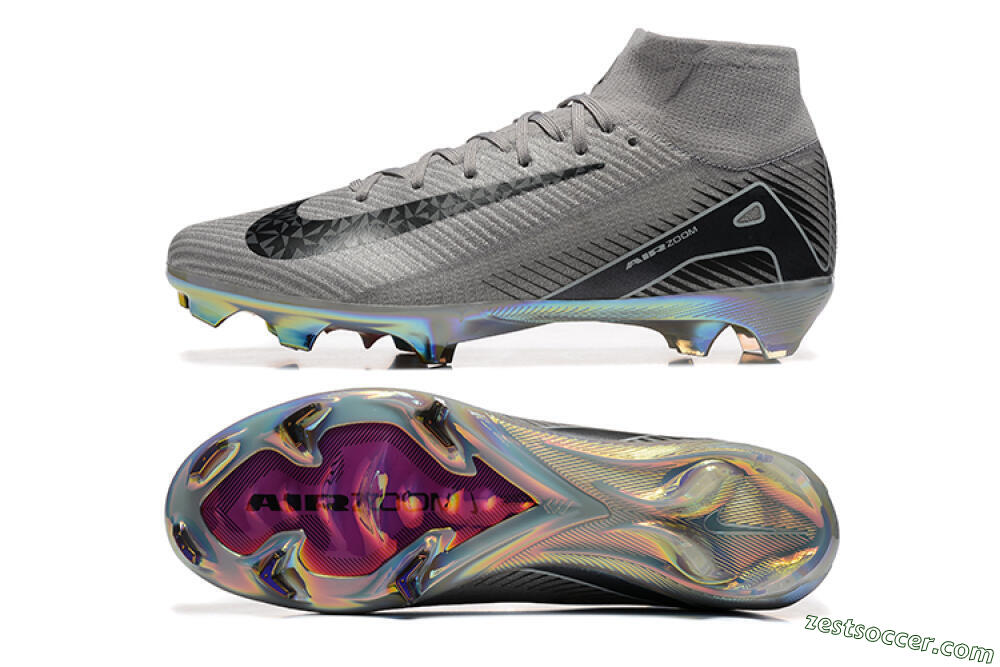 Nike Air Zoom Mercurial Superfly 10 Elite FG High-Tops Soccer Cleats - Grey/Black/White/Gold 1