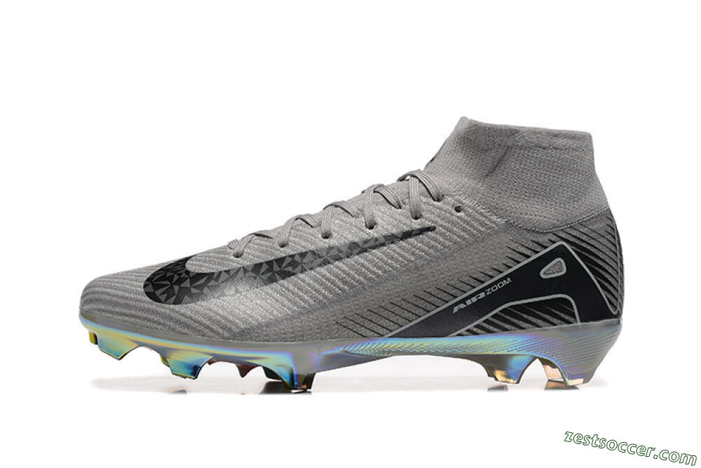 Nike Air Zoom Mercurial Superfly 10 Elite FG High-Tops Soccer Cleats - Grey/Black/White/Gold 2