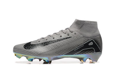 Nike Air Zoom Mercurial Superfly 10 Elite FG High-Tops Soccer Cleats - Grey/Black/White/Gold