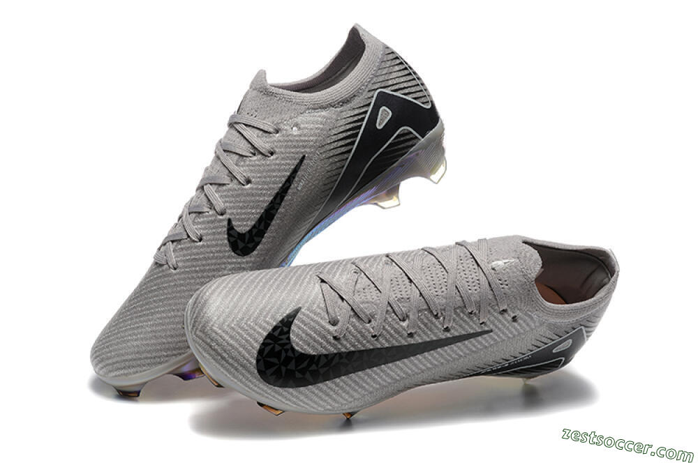 Nike Air Zoom Mercurial Vapor 16 Elite FG Low-Tops Soccer Cleats - Grey/Black/White/Gold 6