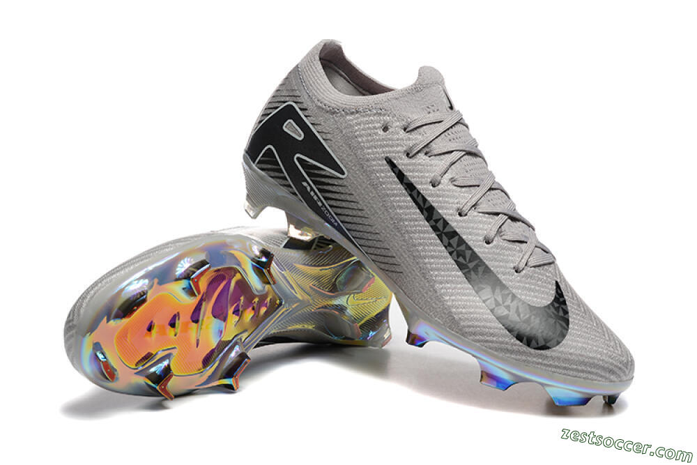 Nike Air Zoom Mercurial Vapor 16 Elite FG Low-Tops Soccer Cleats - Grey/Black/White/Gold 4