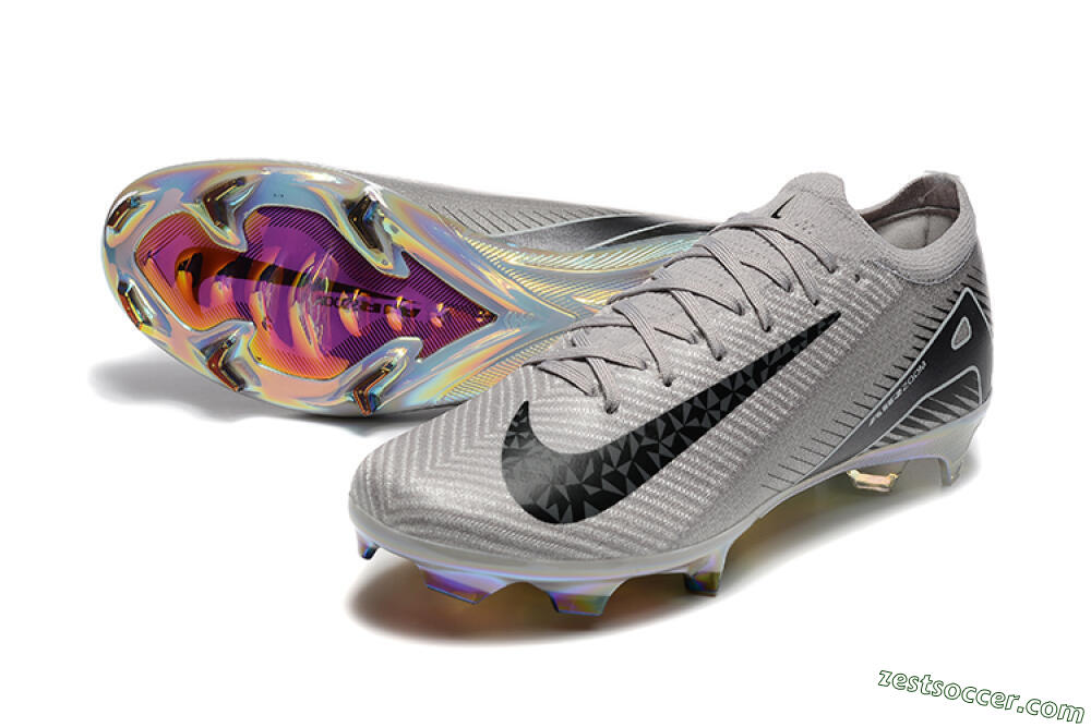 Nike Air Zoom Mercurial Vapor 16 Elite FG Low-Tops Soccer Cleats - Grey/Black/White/Gold 3