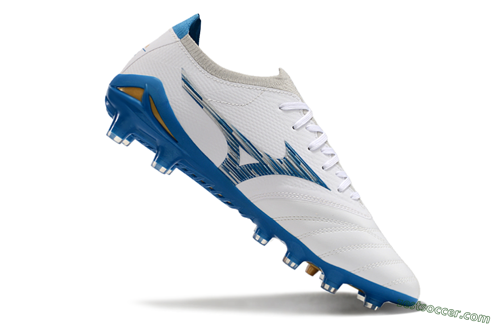 Mizuno Morelia Neo 3 FG Low-Tops Soccer Cleats - White/Blue/Yellow 5