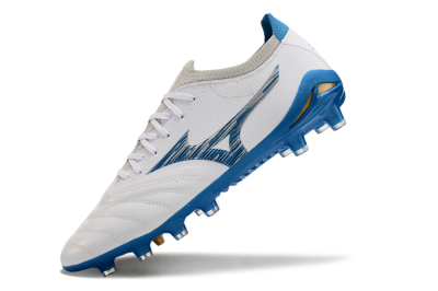 Mizuno Morelia Neo 3 FG Low-Tops Soccer Cleats - White/Blue/Yellow