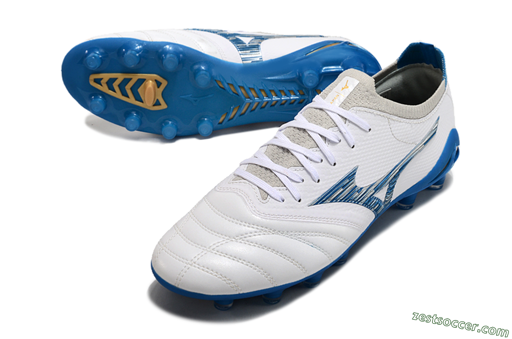 Mizuno Morelia Neo 3 FG Low-Tops Soccer Cleats - White/Blue/Yellow 3