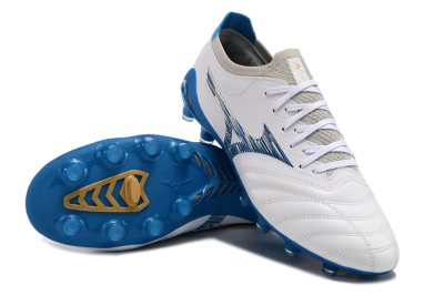 Mizuno Morelia Neo 3 FG Low-Tops Soccer Cleats - White/Blue/Yellow