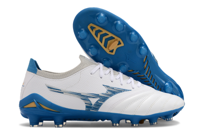 Mizuno Morelia Neo 3 FG Low-Tops Soccer Cleats - White/Blue/Yellow