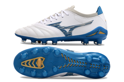 Mizuno Morelia Neo 3 FG Low-Tops Soccer Cleats - White/Blue/Yellow