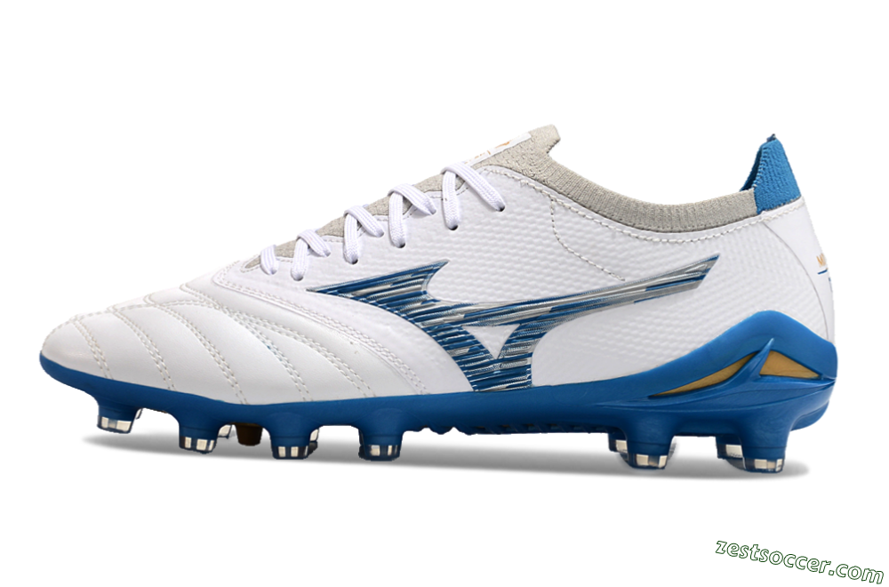 Mizuno Morelia Neo 3 FG Low-Tops Soccer Cleats - White/Blue/Yellow 2