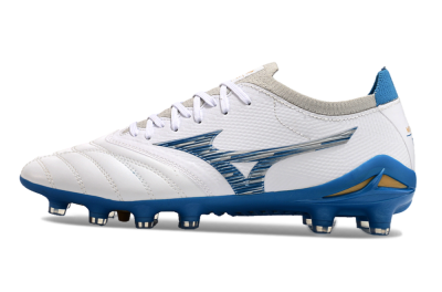 Mizuno Morelia Neo 3 FG Low-Tops Soccer Cleats - White/Blue/Yellow