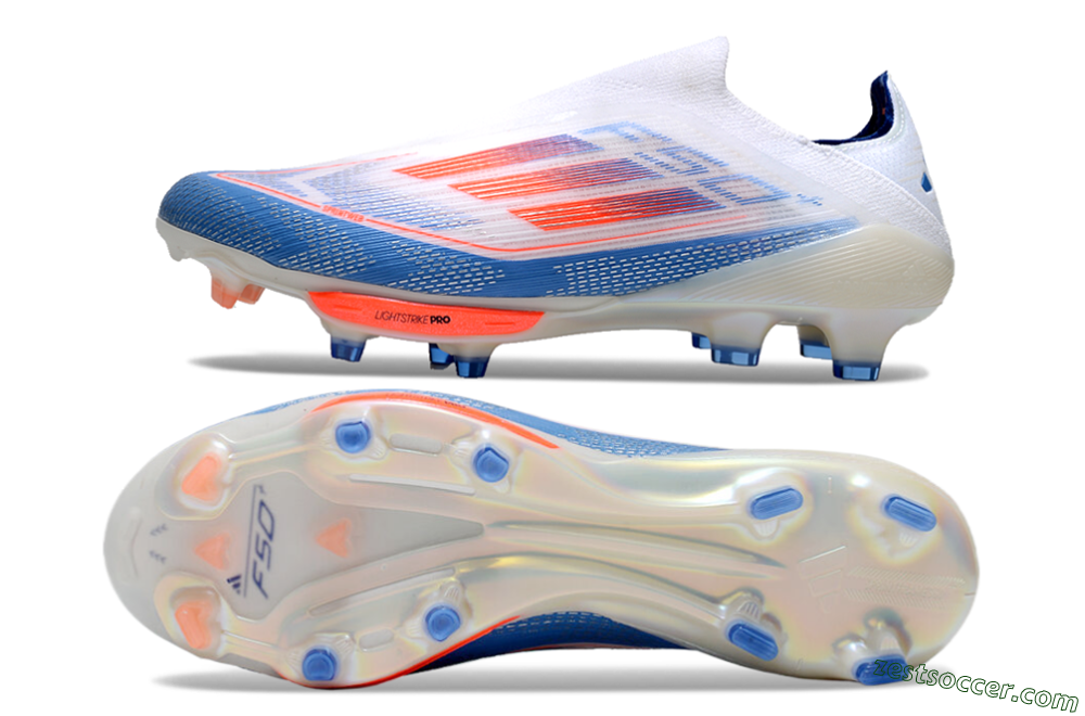 Adidas F50+ Lightstrike Pro Laceless FG Low-Tops Soccer Cleats - White/Red/Blue 1