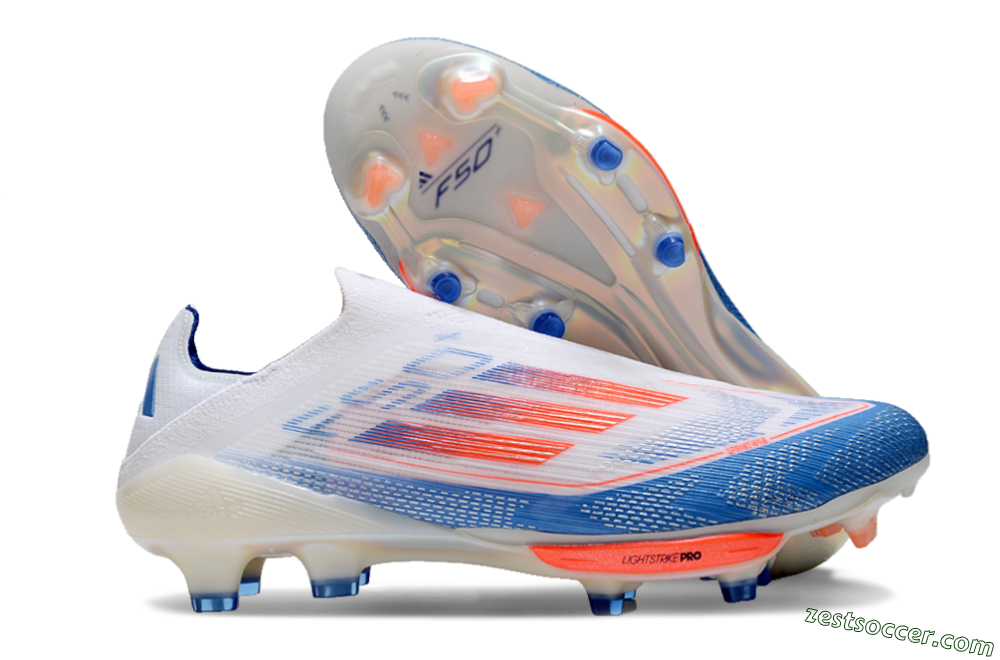Adidas F50+ Lightstrike Pro Laceless FG Low-Tops Soccer Cleats - White/Red/Blue 0