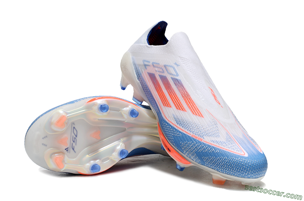 Adidas F50+ Lightstrike Pro Laceless FG Low-Tops Soccer Cleats - White/Red/Blue 3