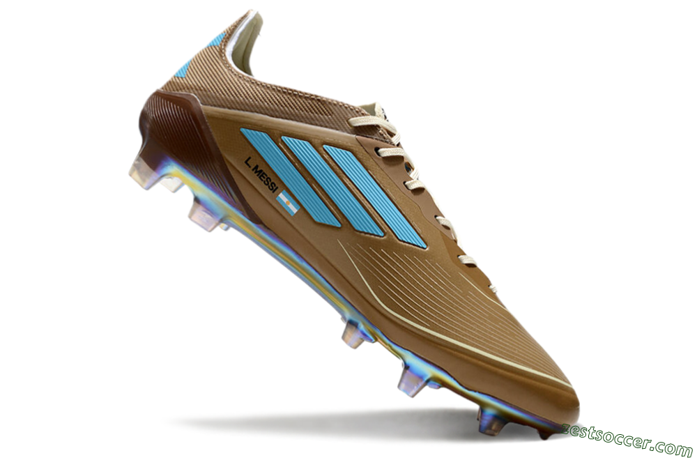 Adidas F50 Elite FG Low-Tops Soccer Cleats - Brown/White/Blue 4