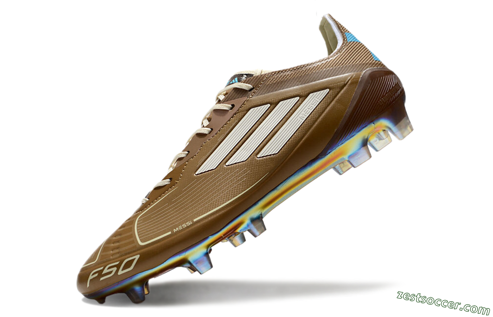 Adidas F50 Elite FG Low-Tops Soccer Cleats - Brown/White/Blue 5