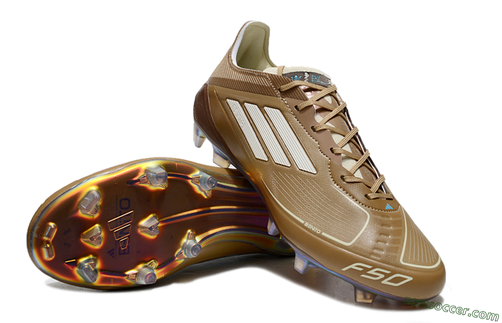 Adidas F50 Elite FG Low-Tops Soccer Cleats - Brown/White/Blue 3