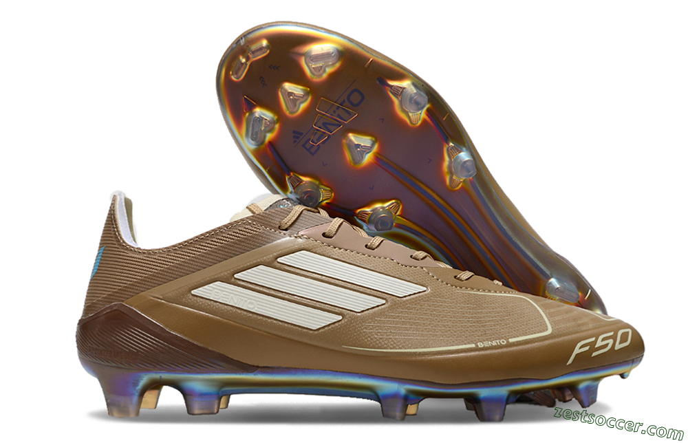Adidas F50 Elite FG Low-Tops Soccer Cleats - Brown/White/Blue 0