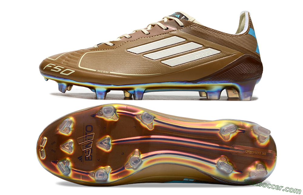 Adidas F50 Elite FG Low-Tops Soccer Cleats - Brown/White/Blue 1