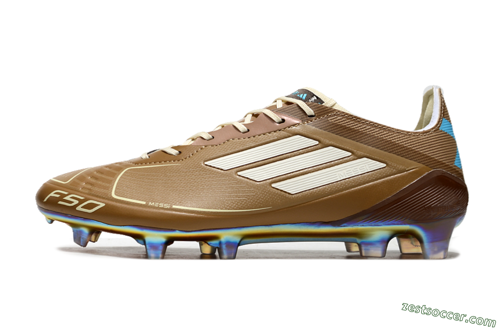 Adidas F50 Elite FG Low-Tops Soccer Cleats - Brown/White/Blue 2