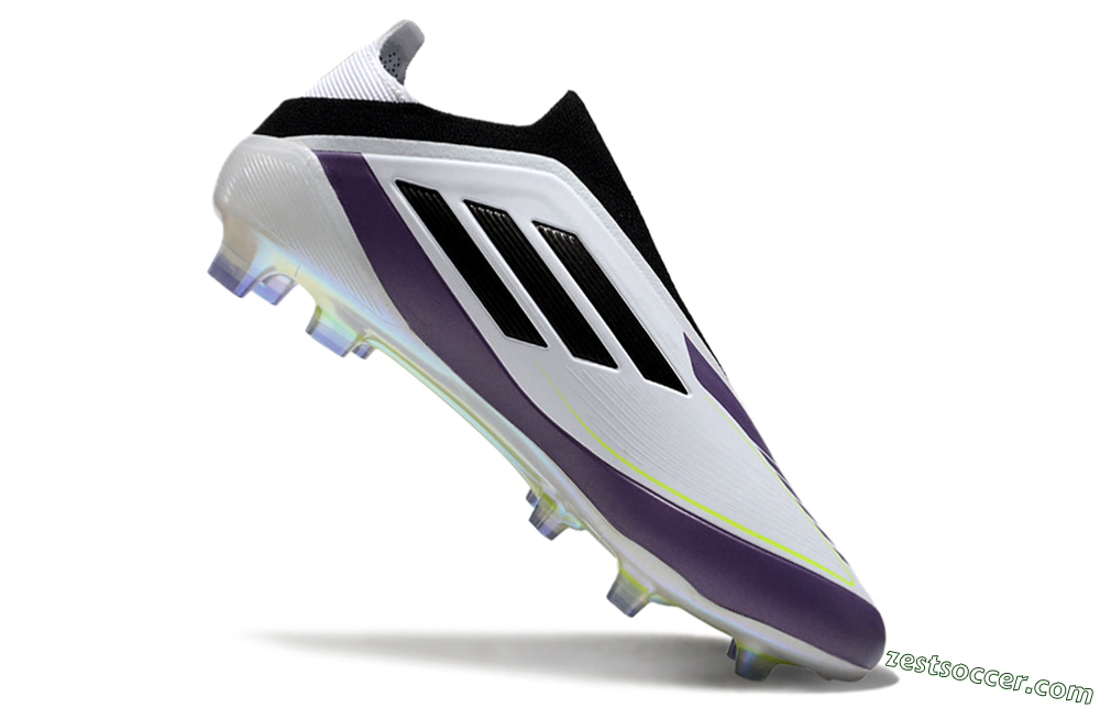 Adidas F50 Elite Laceless FG Low-Tops Soccer Cleats - White/Purple/Black 4