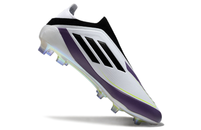 Adidas F50 Elite Laceless FG Low-Tops Soccer Cleats - White/Purple/Black