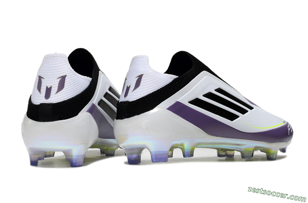 Adidas F50 Elite Laceless FG Low-Tops Soccer Cleats - White/Purple/Black 6