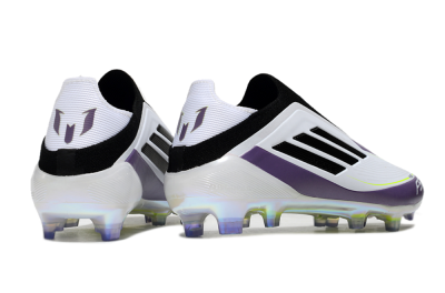 Adidas F50 Elite Laceless FG Low-Tops Soccer Cleats - White/Purple/Black