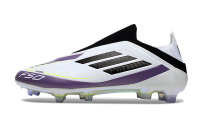 Adidas F50 Elite Laceless FG Low-Tops Soccer Cleats - White/Purple/Black