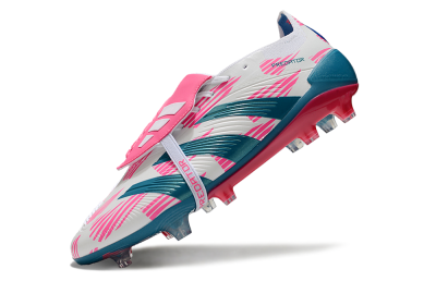 Adidas Predator Elite Foldover Tongue FG Low-Tops Soccer Cleats - White/Blue/Pink