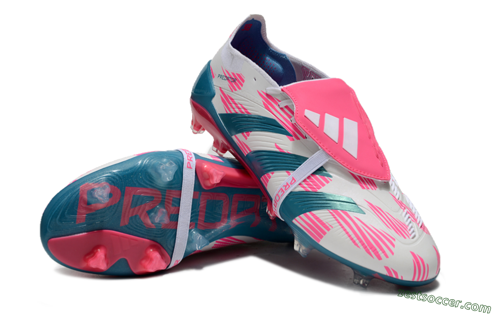 Adidas Predator Elite Foldover Tongue FG Low-Tops Soccer Cleats - White/Blue/Pink 3