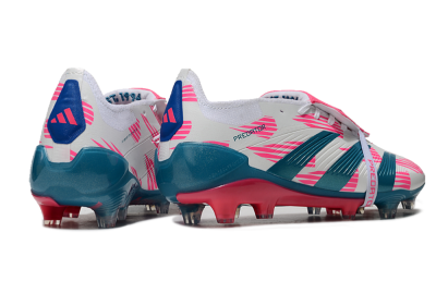 Adidas Predator Elite Foldover Tongue FG Low-Tops Soccer Cleats - White/Blue/Pink