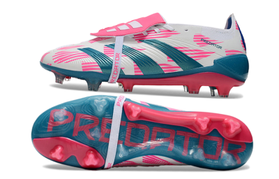 Adidas Predator Elite Foldover Tongue FG Low-Tops Soccer Cleats - White/Blue/Pink