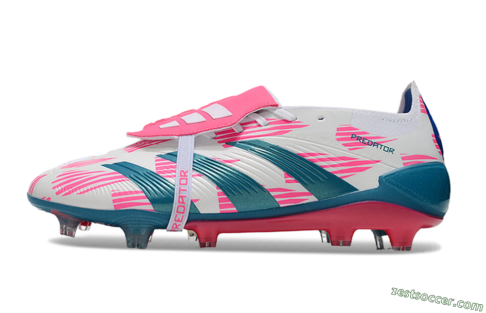 Adidas Predator Elite Foldover Tongue FG Low-Tops Soccer Cleats - White/Blue/Pink 2