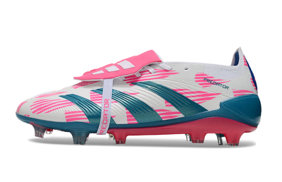 Adidas Predator Elite Foldover Tongue FG Low-Tops Soccer Cleats - White/Blue/Pink