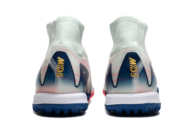 Nike Air Zoom Mercurial Superfly 10 Elite TF High-Tops Soccer Shoes - White/Pink/Blue