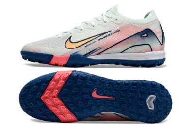 Nike Air Zoom Mercurial Vapor 16 Elite TF Low-Tops Soccer Shoes - White/Pink/Blue