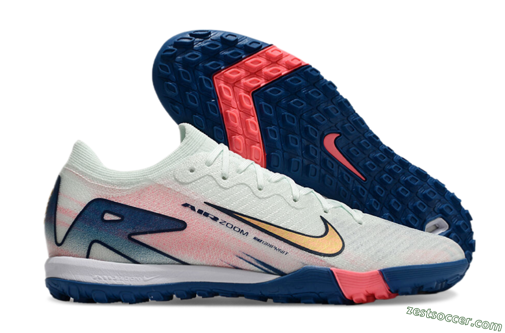 Nike Air Zoom Mercurial Vapor 16 Elite TF Low-Tops Soccer Shoes - White/Pink/Blue 1