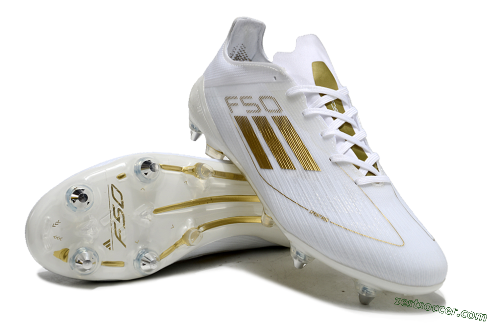Adidas F50 Elite SG Low-Tops Soccer Cleats - White/Gold 3