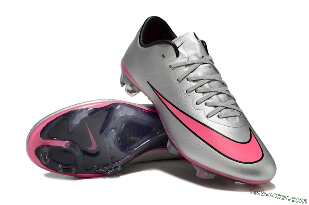 Nike Mercurial Vapor 10 Elite FG Low-Tops Soccer Cleats - Sliver/Pink/Black 3