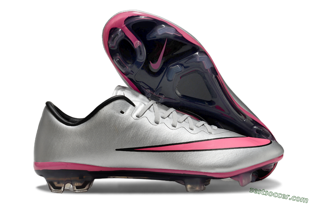 Nike Mercurial Vapor 10 Elite FG Low-Tops Soccer Cleats - Sliver/Pink/Black 0