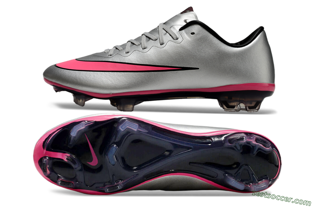 Nike Mercurial Vapor 10 Elite FG Low-Tops Soccer Cleats - Sliver/Pink/Black 1