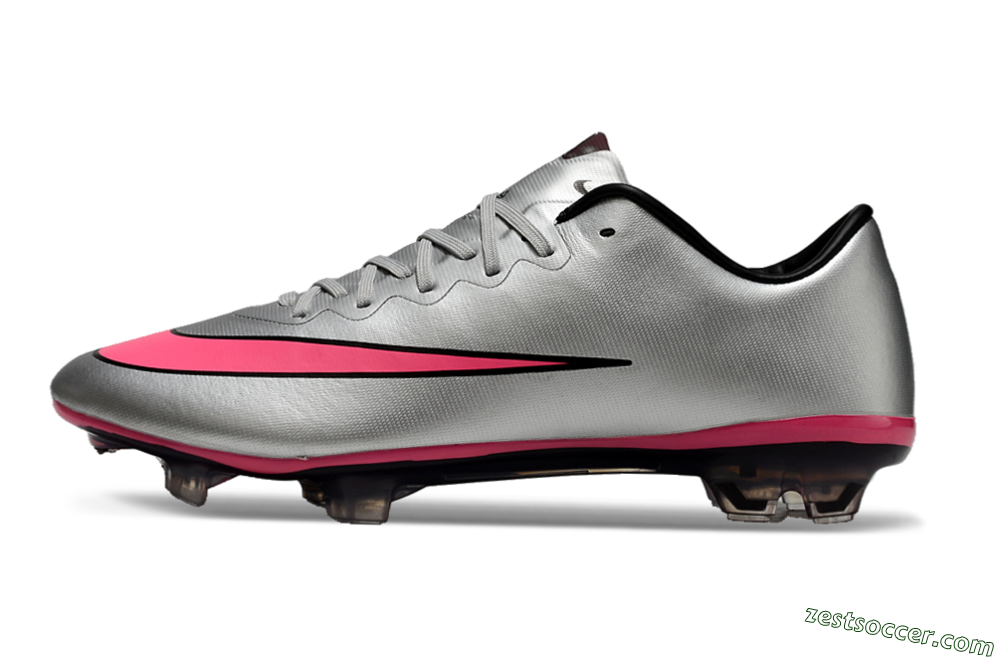 Nike Mercurial Vapor 10 Elite FG Low-Tops Soccer Cleats - Sliver/Pink/Black 2
