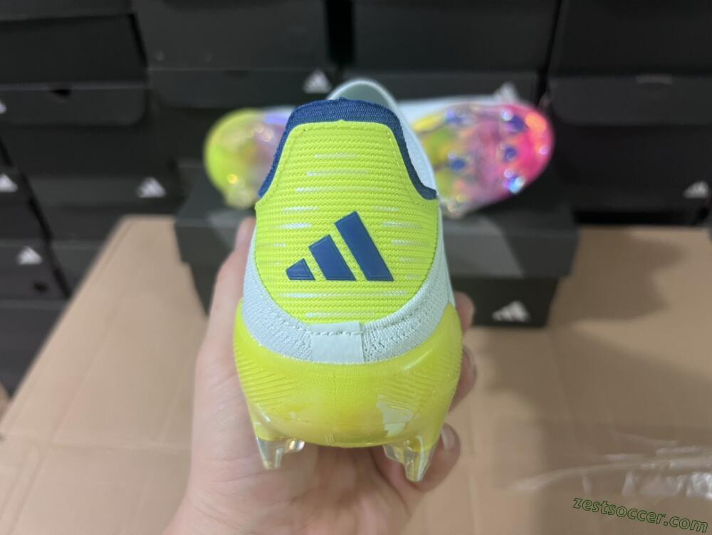 Adidas F50 Elite Laceless FG Low-Tops Soccer Cleats - White/Blue/Pink/Yellow
