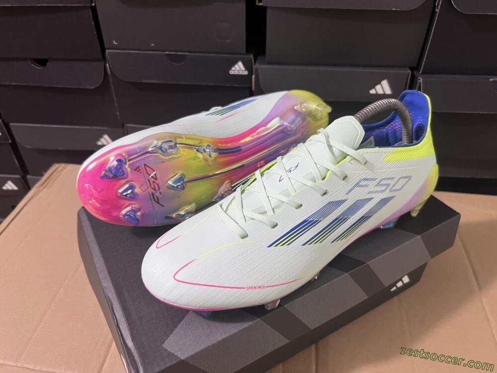 Adidas F50 Elite FG Low-Tops Soccer Cleats - Blue/Pink/Yellow